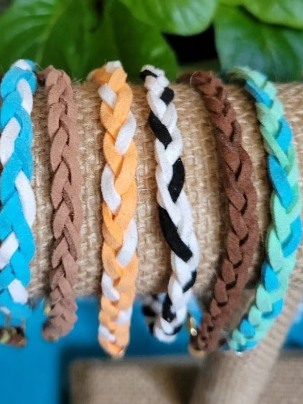 Multi-Colorful Braided Faux Suede Wrist Wraps